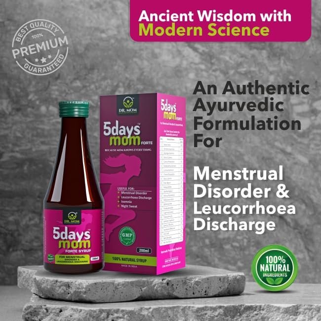 5 Days Mom Forte Combo Pack For Period Pain - Syrup 200ml | 10x10 Tablets image 2