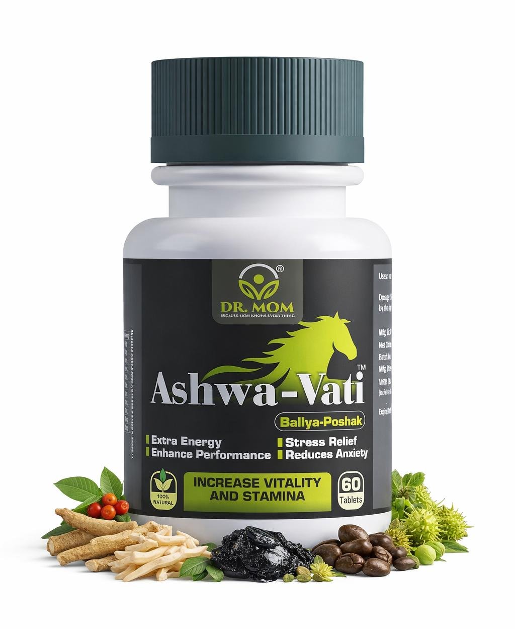 Ashwa Vati Regular Tablets For Stamina Stress and Anxiety - 60 Tabs. image 1
