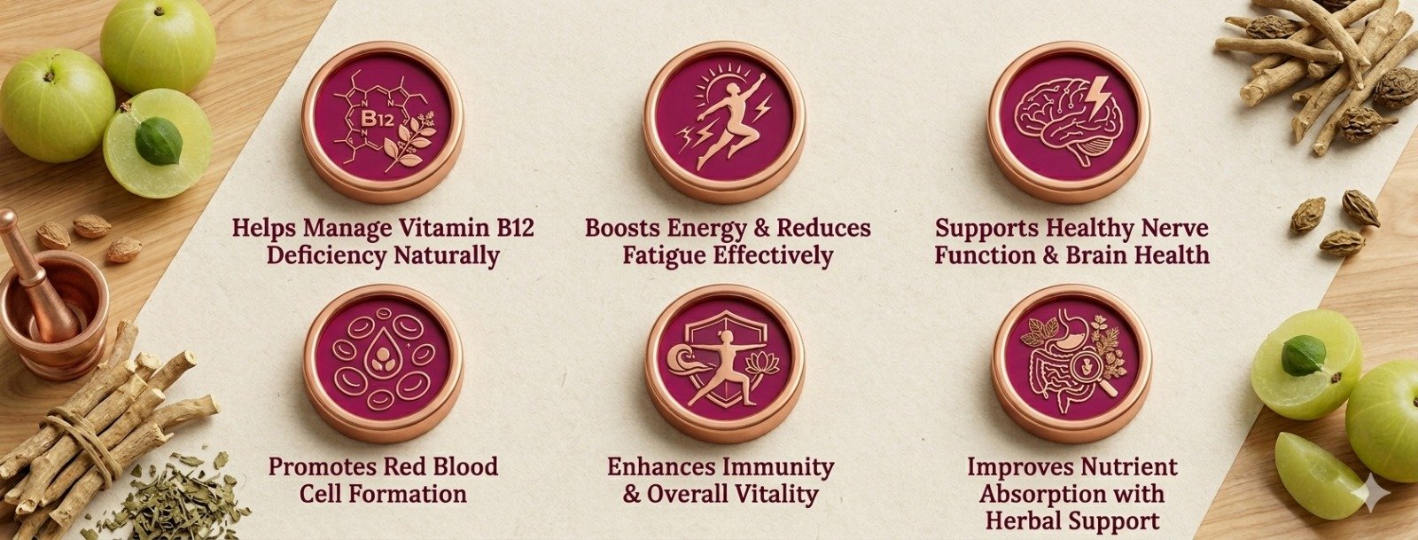 MOM B-12 Veg Capsules - Vitamin B-12 Enriched with Natural Herbs features