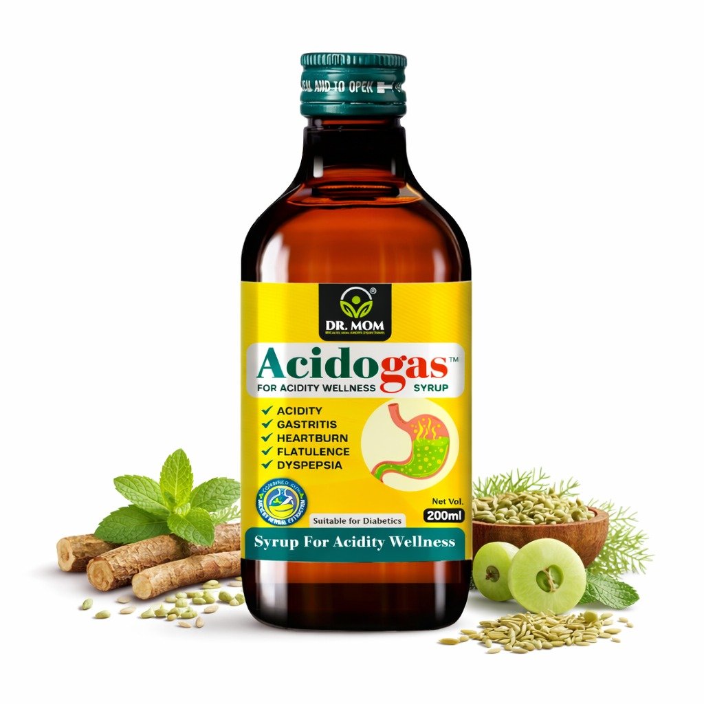 Acidogas Syrup For Diabetics | Ayurvedic Sugarfree Syrup For Gas and Acidity - 200ml. - Ayurvedic Medicine by Dr. Mom Herboveda