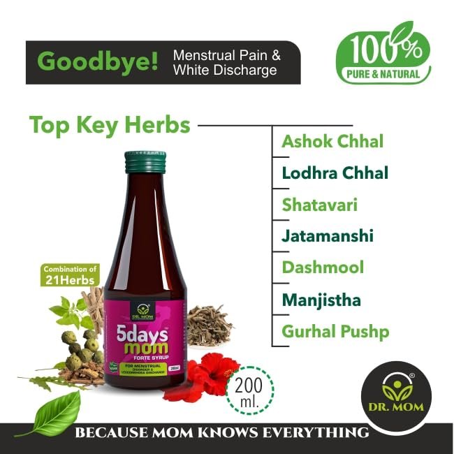 5 Days Mom Forte Combo Pack For Period Pain - Syrup 200ml | 10x10 Tablets image 4
