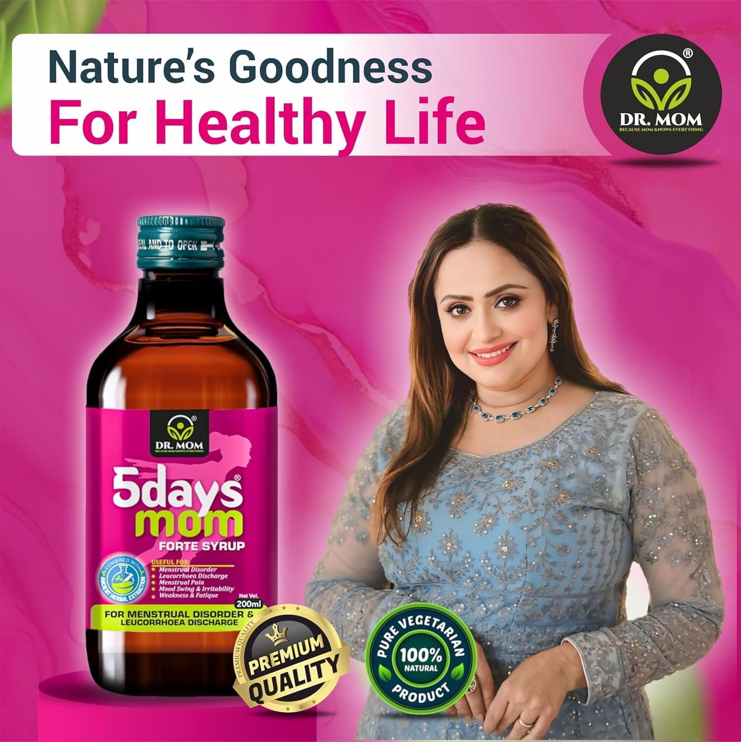 5Days Mom Forte Syrup | Ayurvedic Syrup for Period Pain and Leucorrhea 200ml. image 4