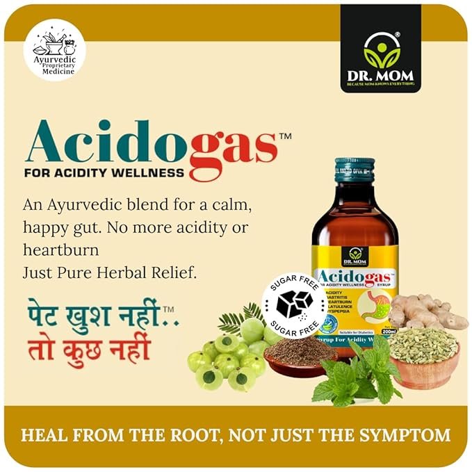 Acidogas Syrup For Diabetics | Ayurvedic Sugarfree Syrup For Gas and Acidity - 200ml. image 5