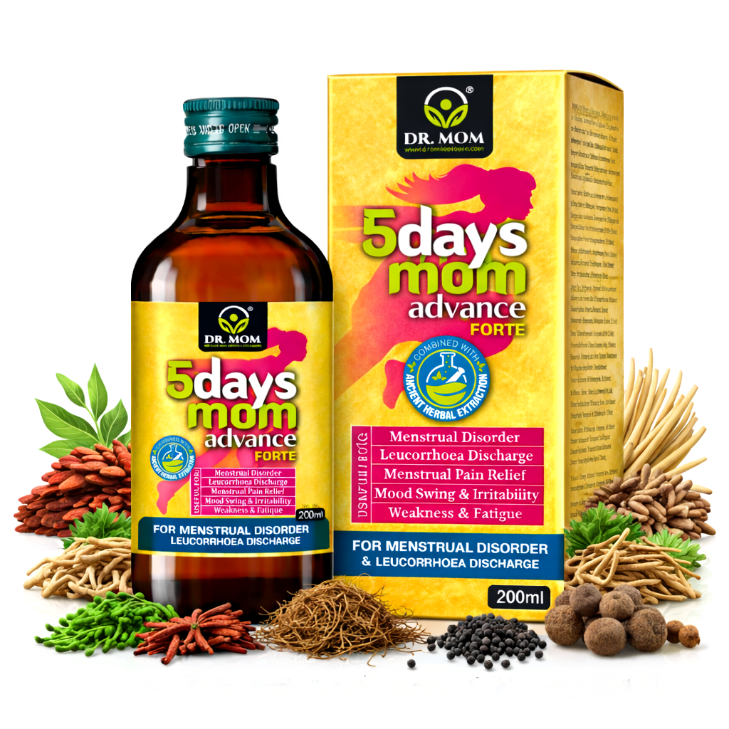 5Days Mom Advance Forte Syrup For Period Pain, White Discharge, Mood Swing & Cramps