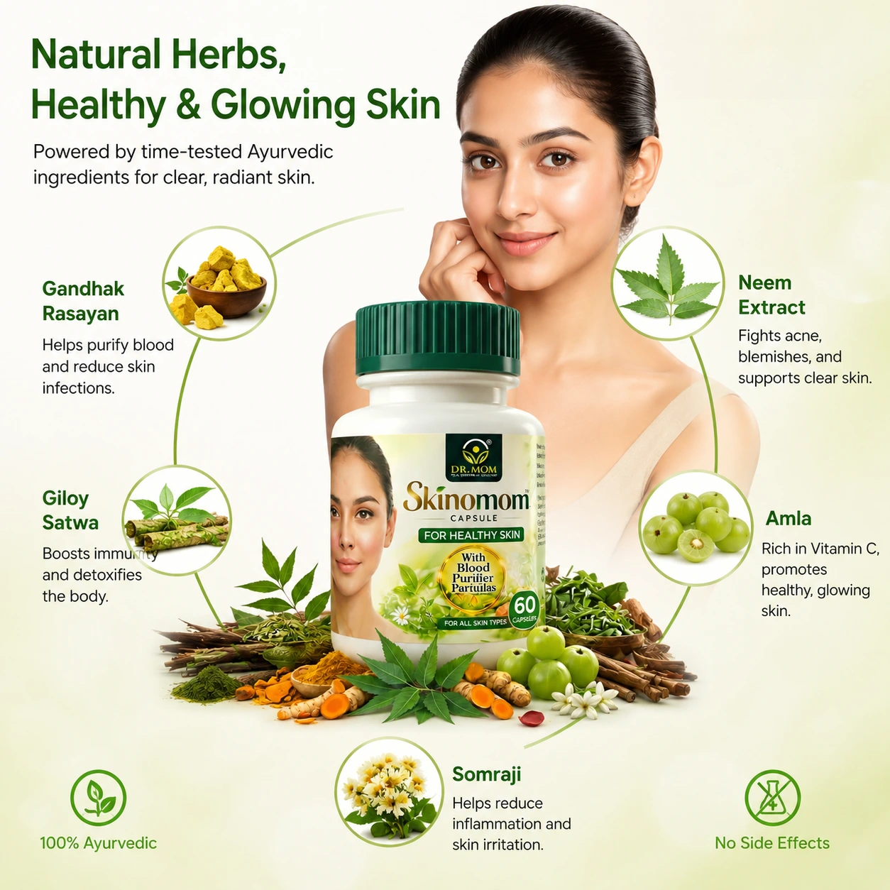 Skinomom Advance Capsules For Acne Pimple Scar | Blood Purify Formula 60 Capsules image 4