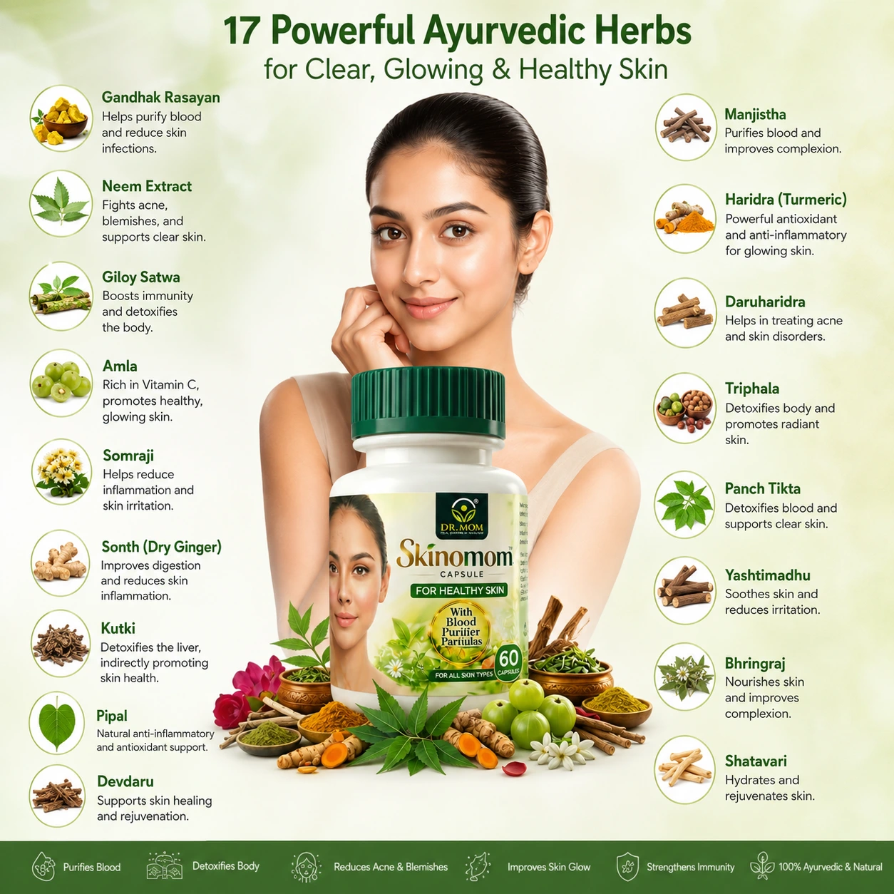 Skinomom Advance Capsules For Acne Pimple Scar | Blood Purify Formula 60 Capsules image 5