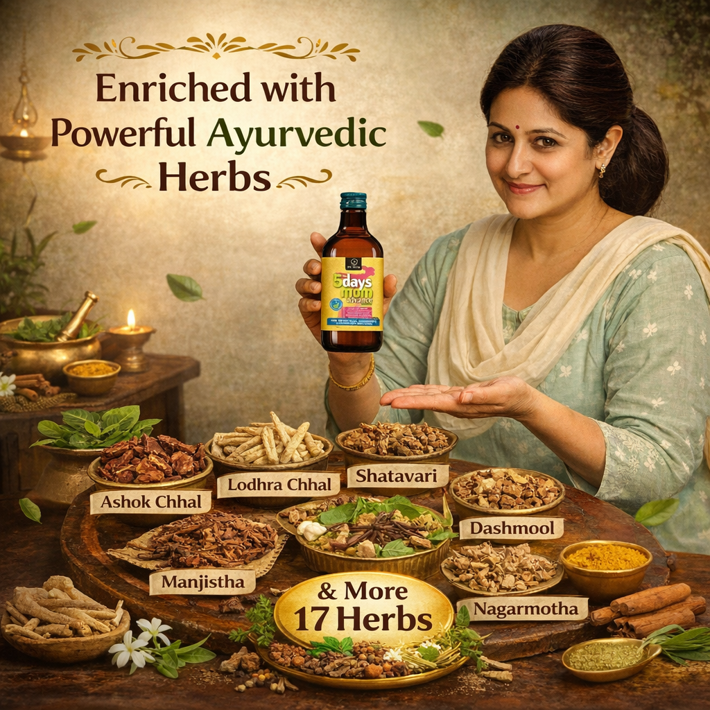 5Days Mom Advance Forte Syrup For Period Pain, White Discharge, Mood Swing & Cramps image 3