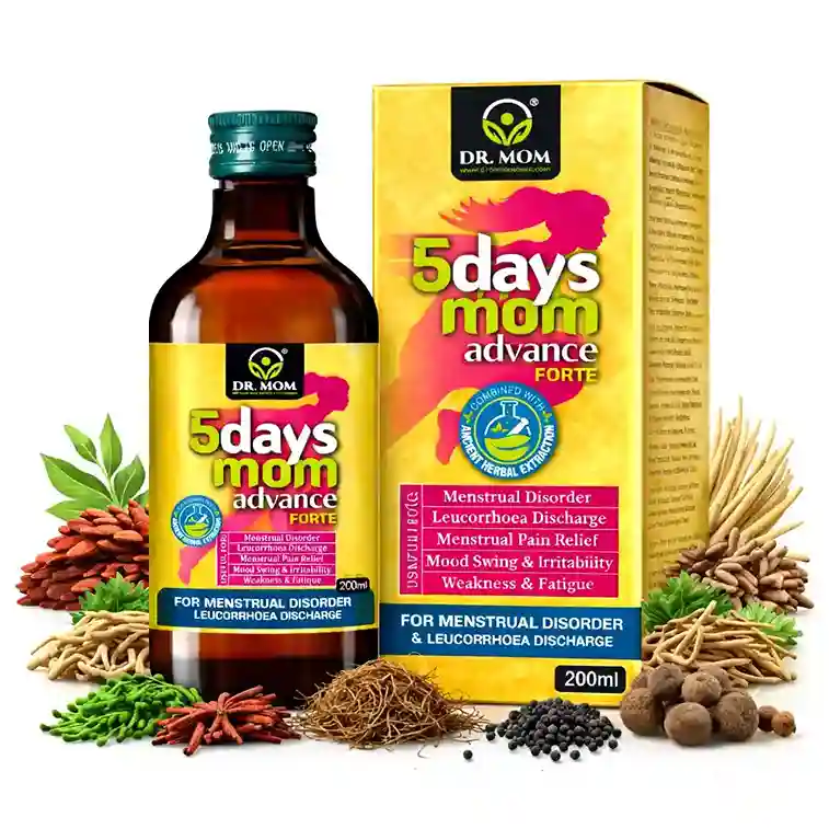 5Days Mom Advance Forte Syrup For Period Pain, White Discharge, Mood Swing & Cramps