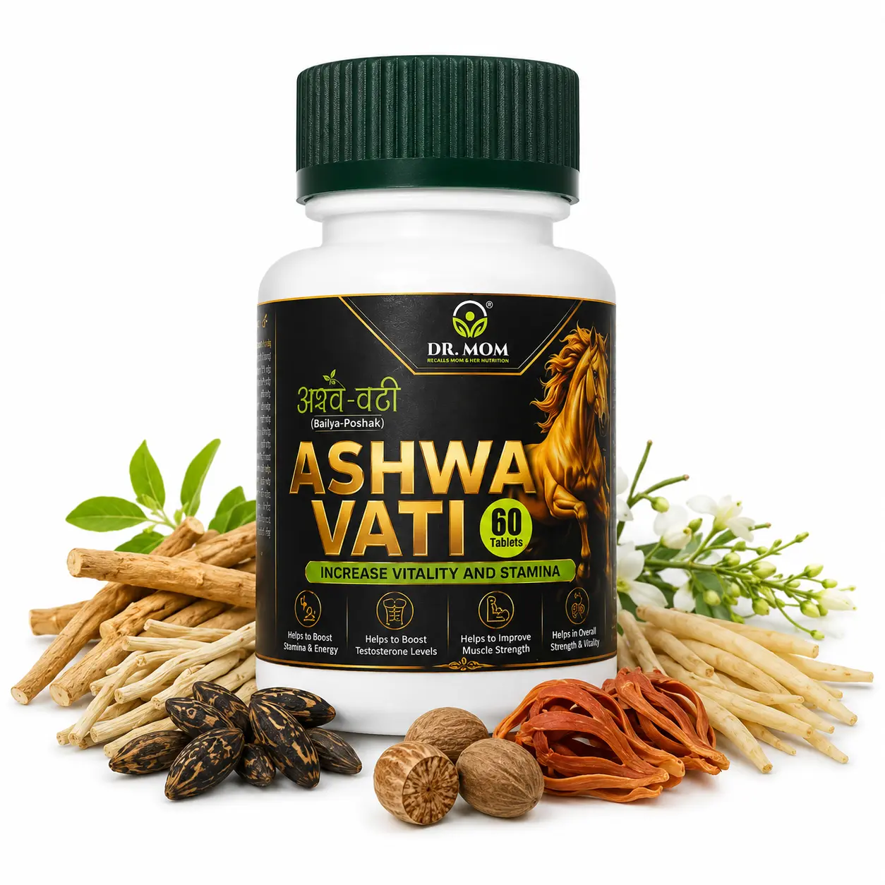 Ashwa Vati Regular Tablets For Men For Stamina & Performance - 60 Tabs.