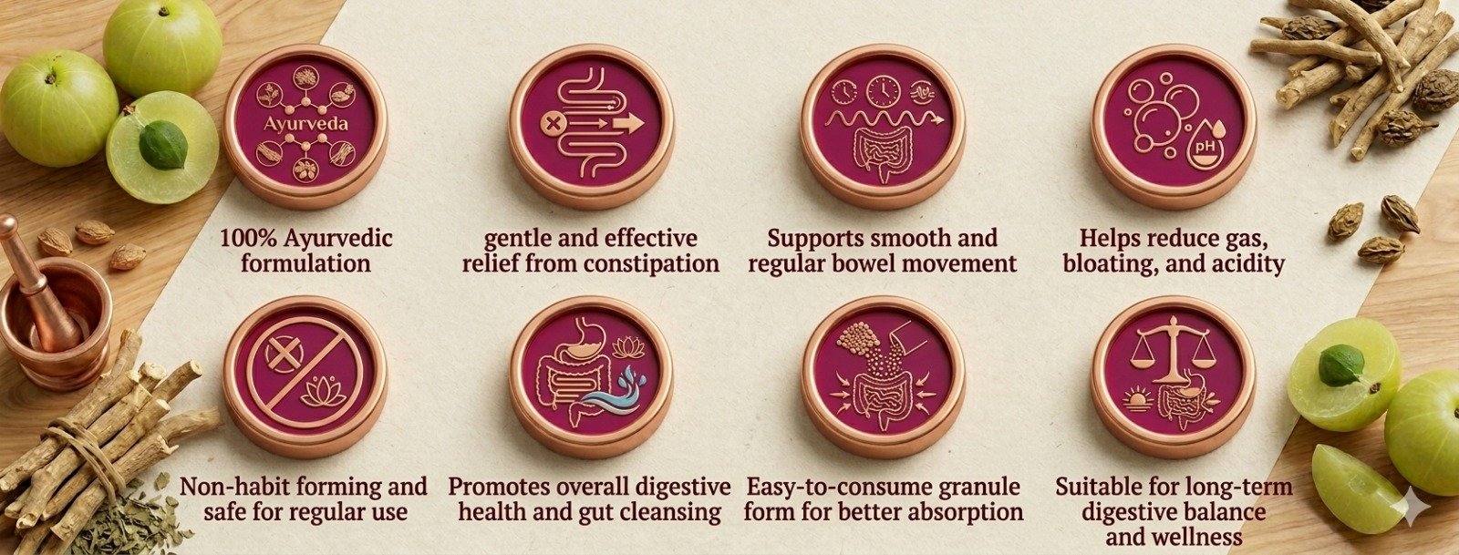 Constidon Granules | Ayurvedic Churna for Constipation | Gut Health - 90g. features