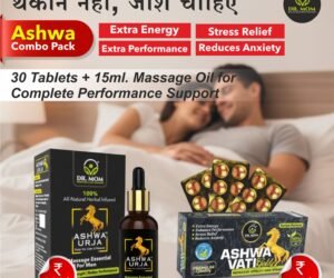 Ashwa-Vati Gold Tablet & Ashwa-Urja Massage Oil | Ayurvedic Vitality Booster for Men | Dr. Mom Herboveda
